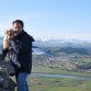 Con su papá en su primera vista panorámica desde la Picota (Cantabria)